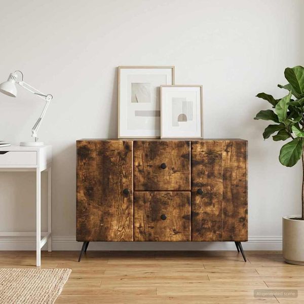 vidaXL Servírovacia skriňa so zásuvkou Dymový dub 89 x 34,5 x 60 cm