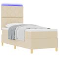 vidaXL LED box s pružinami s čelnou doskou Krémová 80 x 200 cm látka
