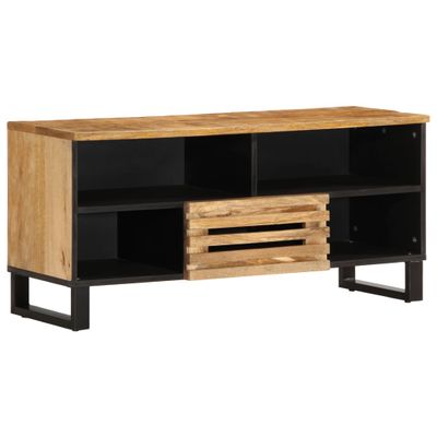 vidaXL TV skrinka 100x34x46 cm, surový mangový masív