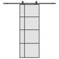 vidaXL Posuvné dvere s kovaním čierne 76x205 cm ESG sklo