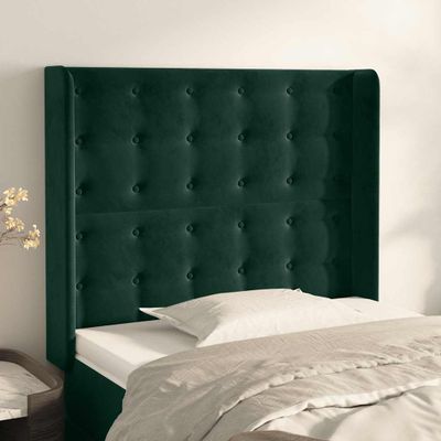 vidaXL Čelo postele so záhybmi tmavozelený 103x16x118/128 cm zamat
