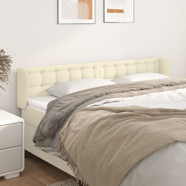 vidaXL Čelo postele so záhybmi krémový 203x23x78/88 cm umelá koža