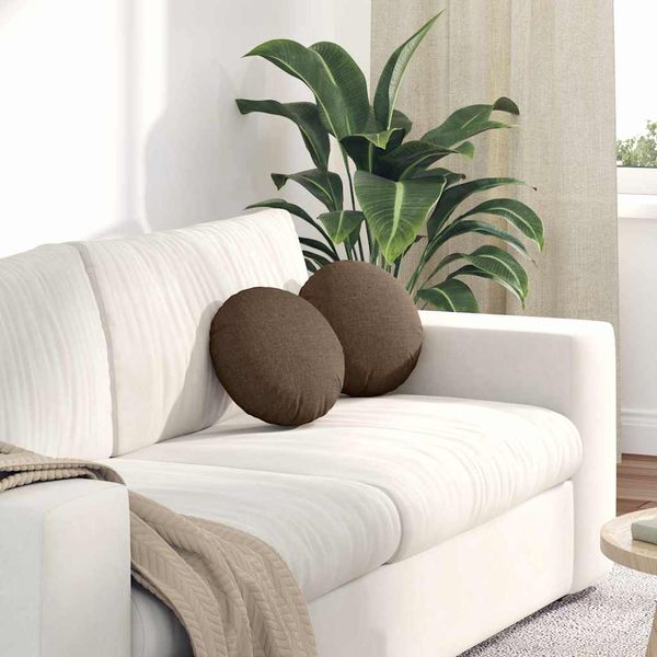 vidaXL Vankúše na sedenie 2 pcs Hnedá Ø30 x 13 cm látka