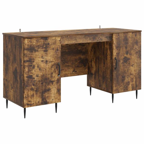 vidaXL Stôl s poličkou Dymový dub 142,5 x 50 x 75 cm Kompozitné drevo