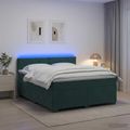 vidaXL Posteľ s boxspringom a matracom a LED Tmavozelená 140 x 200 cm