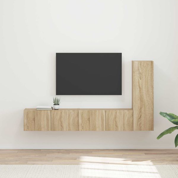 vidaXL Zostava TV skriniek Nástenný 3 pcs Sonoma dub Kompozitné drevo
