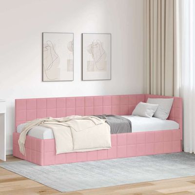 vidaXL Rohový rám postele s čelnou doskou Ružová 80 cm x 200 cm Zamat
