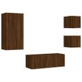 vidaXL 5-dielne TV nástenné skrinky s LED hnedý dub kompozitné drevo