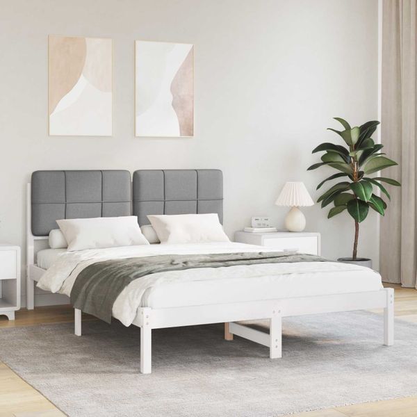 vidaXL Rám postele s čalúneným čelom Svetlosivá 150 x 200 cm