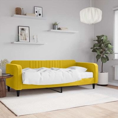 vidaXL Denná posteľ s matracom žltá 90x200 cm zamat