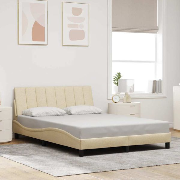 vidaXL Rám postele bez matraca Hanko krémová 120x200 cm látka
