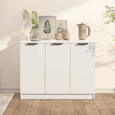 vidaXL Komoda biela 90,5x30x70 cm spracované drevo