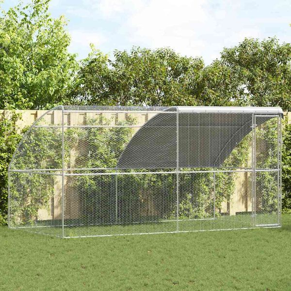 vidaXL Klietka pre sliepky 2 pcs Strieborná 400 x 200 x 200 cm
