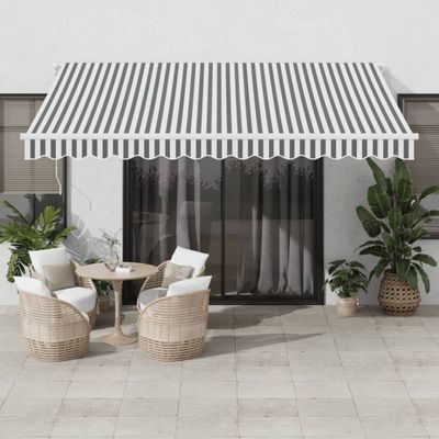 vidaXL Ručne zaťahovacia markíza s LED antracit a biela 400x350 cm