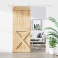 vidaXL Posuvné dvere Prírodná a biela 90 x 210 cm Borovicový masív