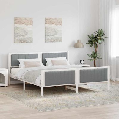 vidaXL Rám postele Biela a svetlosivá 180 x 200 cm Borovicový masív