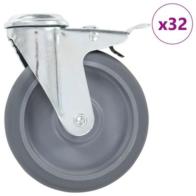 vidaXL Otočné kolieska s otvorom na skrutku 32 ks 125 mm
