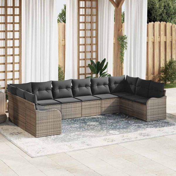 vidaXL Súprava záhradných pohoviek Sivá 344 x 177,5 x 85 cm polyratan