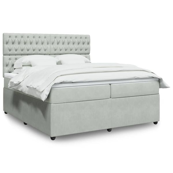 vidaXL Posteľný rám boxsping s matracom bledosivý 200x200 cm zamat
