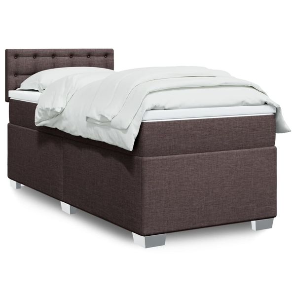 vidaXL Posteľný rám boxsping s matracom hnedý 90x200 cm látka