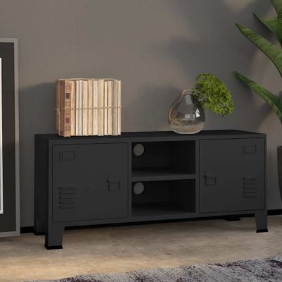 vidaXL Industriálna TV skrinka čierna 105x35x42 cm kovová