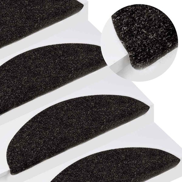 vidaXL Samolepiace nášľapy na schody 15 ks 56x17x3 cm antracitové