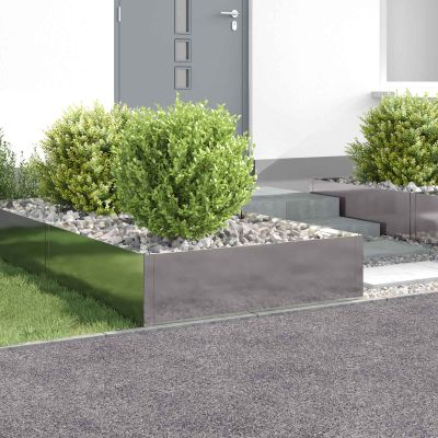 vidaXL Obrubník trávnika 4 ks 100 x 100 x 35 cm Oceľ Strieborná