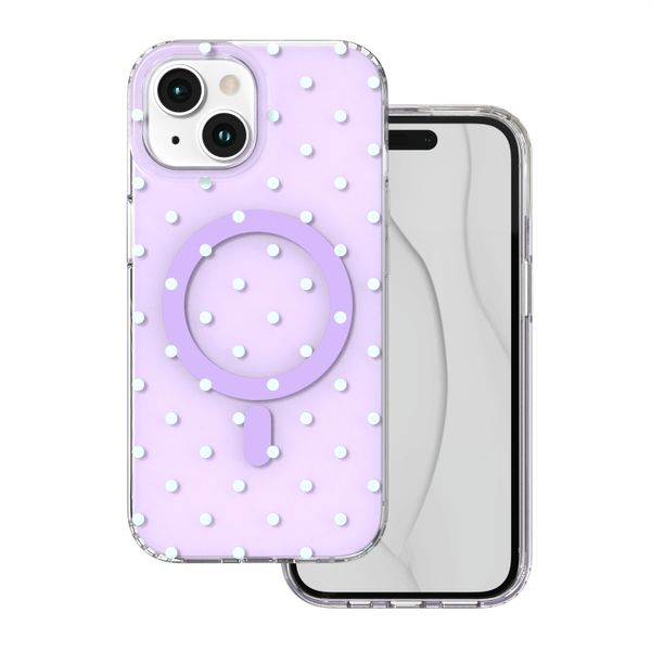 Bubble Dots Mag puzdro pre iPhone 15 6,1" fialové