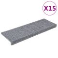 vidaXL Schodové rohože 15 ks 65x21x4 cm svetlosivé s obdĺžnikovým okrajom