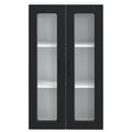 vidaXL Nástenný sklenený kabinet PORTO Čierna 60 x 31 x 100 cm