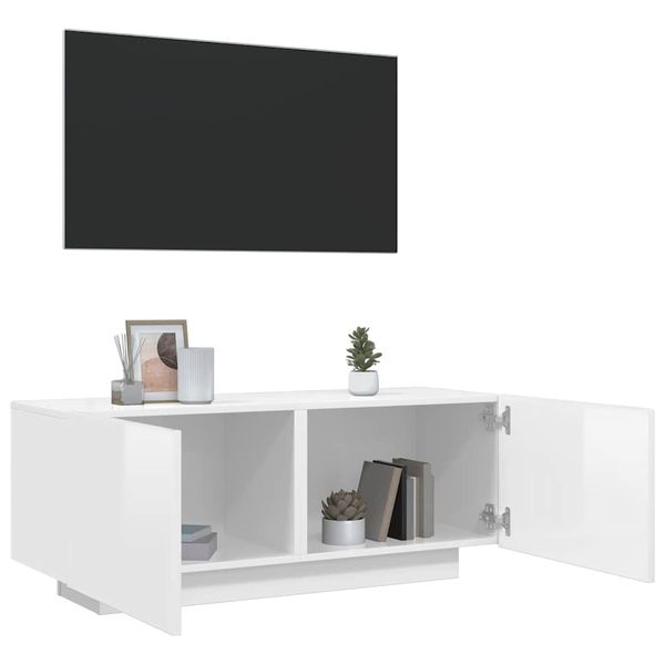 vidaXL TV skrinka lesklá biela 100x35x40 cm spracované drevo