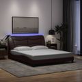 vidaXL Rám postele s LED bez matraca Hvar tmavohnedý 160x200 cm látka