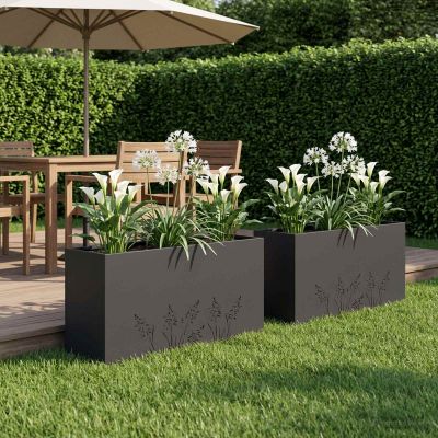 vidaXL Záhradný kvetináč 2 ks Čierna 100 x 20 x 49 cm