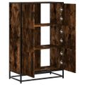 vidaXL Vysoká skrinka dymový dub 68x35x106,5 cm kompozitné drevo+kov