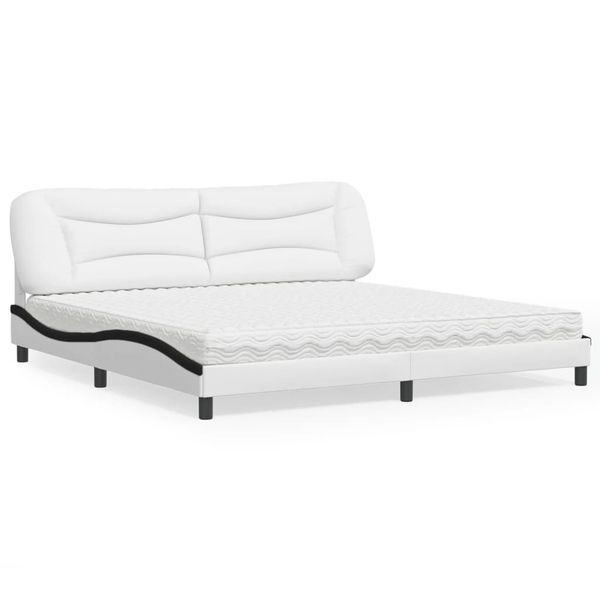 vidaXL Posteľ s matracom Hvar bielo-čierna 200x200 cm umelá koža