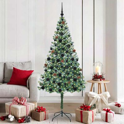vidaXL Umelý vianočný stromček s 300 LED-i Zelená 180 cm PVC a oceľ