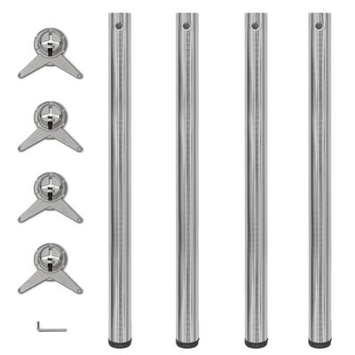 vidaXL Stolové nohy s nastaviteľnou výškou, brúsený nikel 870 mm 4 ks