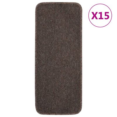 vidaXL Protišmykové nášľapy na schody 15 ks, 60x25 cm, hnedé, obdĺžnik