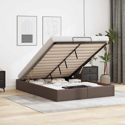vidaXL Osmanský rám postele bez matraca hnedá 140x190 cm umelá koža