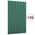 vidaXL Zelené strešné panely 36 ks pozinkovaná oceľ 60x36 cm
