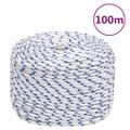 vidaXL Lodné lano biele 10 mm 100 m polypropylén