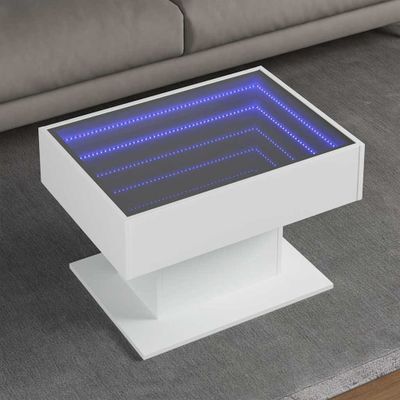 vidaXL Konferenčný stolík s LED biely 70x50x45 cm kompozitné drevo