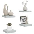 vidaXL Plávajúce nástenné police 4 ks betónovo-sivé 23x23,5x3,8 cm MDF