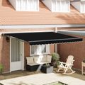 vidaXL Rám markízy Čierna 400 × 300 cm Polyester s PU povrchom