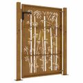 vidaXL Záhradná brána 100x125 cm, corten oceľ, bambusový dizajn