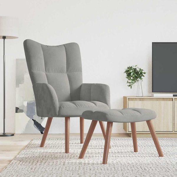 vidaXL Relaxačné kreslo s podnožkou bledosivé zamat