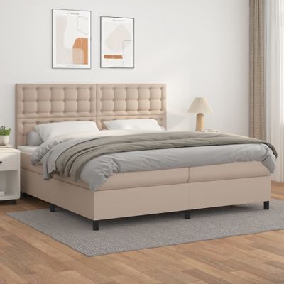 vidaXL Boxspring posteľ s matracom kapučínová 200x200 cm umelá koža