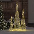 vidaXL Vianočný stromček 3 ks 90 LED Teplá biela 20 x 20 x 80 cm Akryl