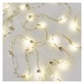 LED vianočná reťaz zlatá – hviezdičky, 1,9 m, 2x AA, vnútorný, teplá biela, časovač