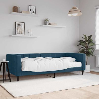 vidaXL Denná posteľ s matracom modrá 90x200 cm zamat